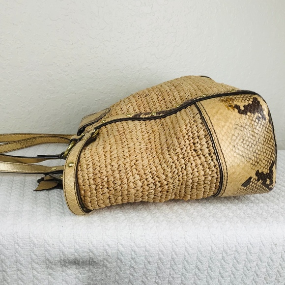 Coach Tan and Brown Woven Shoulder Bag - Picture 8 of 14